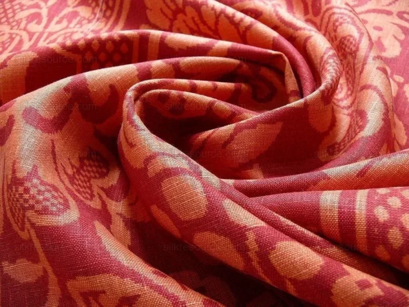 By Yd Vervain Trocadero 100%linen Print Berry Red Raspberry Hot Pink #395