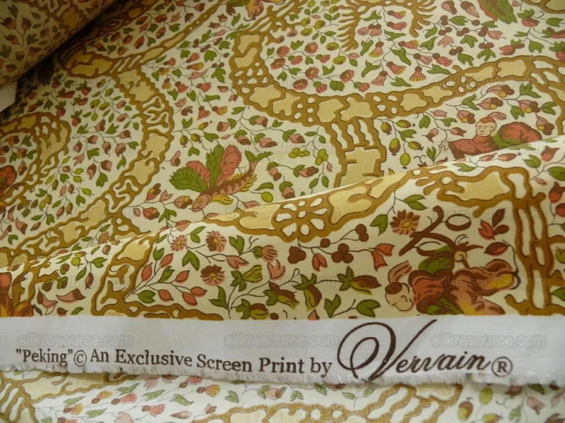 P1310913.jpg Vervain "Peking" Chinoisere Cranberry Gold Orange Cotton Print Bty