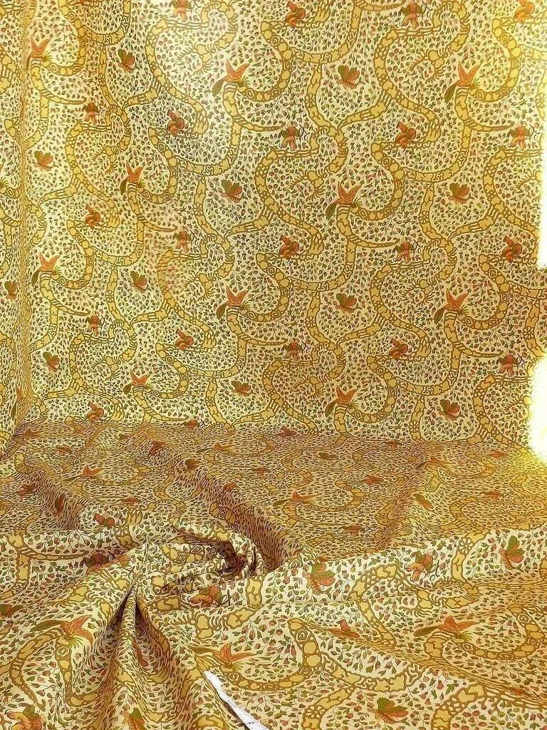 P1310921.jpg Vervain "Peking" Chinoisere Cranberry Gold Orange Cotton Print Bty