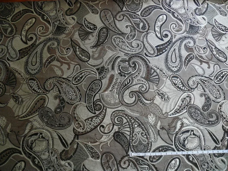 P1340317.jpg Smashing! Old World Weavers 100% Silk Ottoman Black & White Silver Paisley Heavy