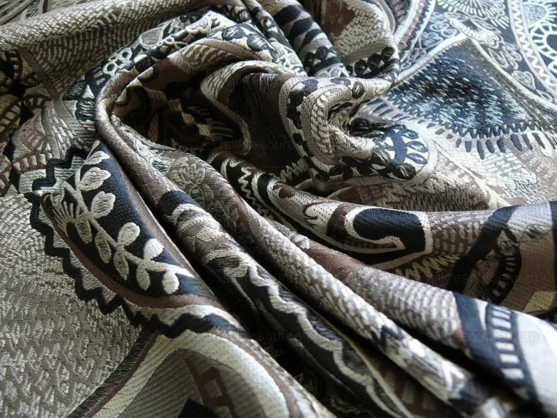 P1340322.jpg Smashing! Old World Weavers 100% Silk Ottoman Black & White Silver Paisley Heavy