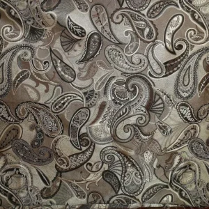 P1340333.jpg Smashing! Old World Weavers 100% Silk Ottoman Black & White Silver Paisley Heavy