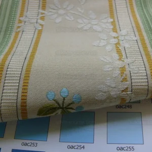 P1350475.jpg Lee Jofa Valentina Lampas Clover Green & Pink Rose Silk Cotton Lampas Stripe MSRP 396 USD