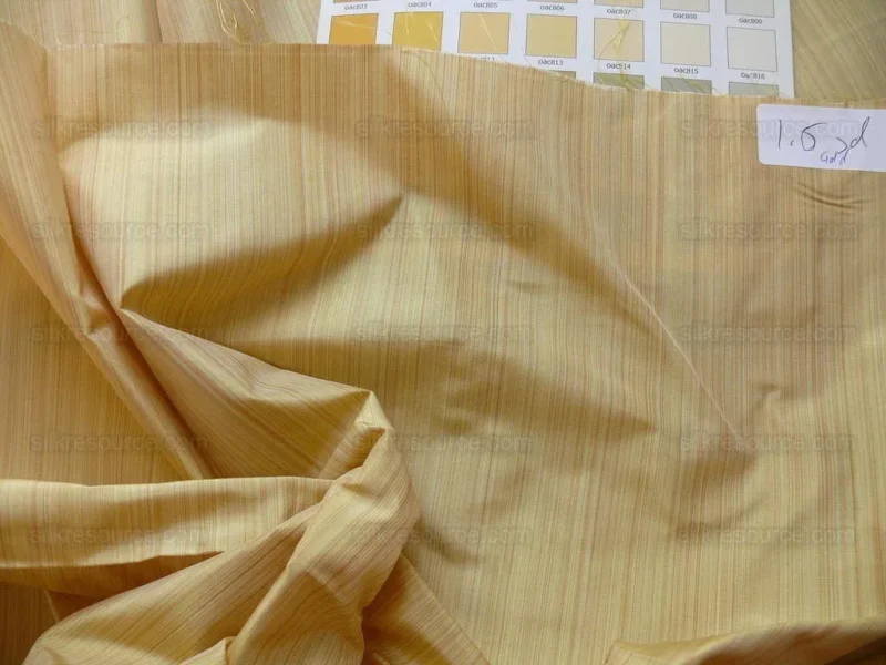 KRAVET PRISM GOLD YELLOW 100%SILK TAFFETA STRIE PIN STRIPE 1.6Y KRAVET PRISM GOLD YELLOW 100%SILK TAFFETA STRIE PIN STRIPE 1.6Y