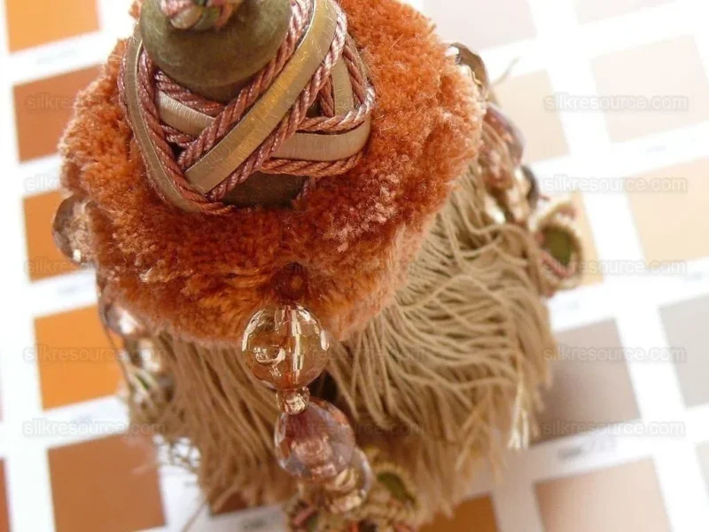 P1370141.jpg Kravet Couture Key Tassel W/beads Peche Pink Gold MSRP USD 165!
