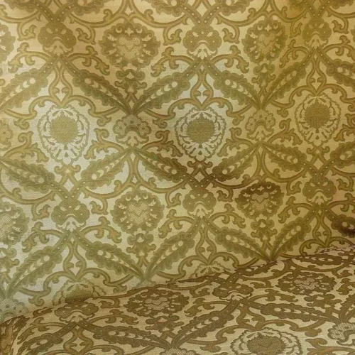 LEE JOFA CRESCENT SILK DAMASK LODEN GREEN ASIAN MEDALLION BTY