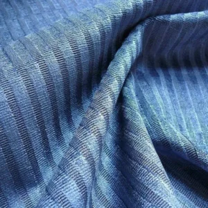 1.9y Kravet Couture Velvet Medfield Stripe Sapphire Blue