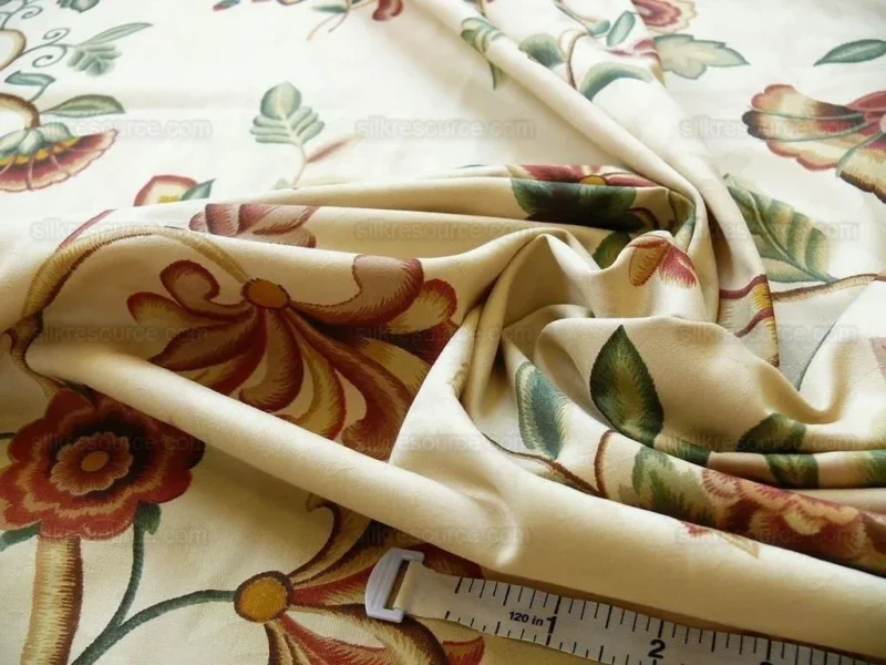 P1370996.jpg Lee Jofa Sherborne Historical Cotton Satin Print Fr Italy Red Brick Rust Green Sage on Beige Floral Fauna MSRP USD 250/Y