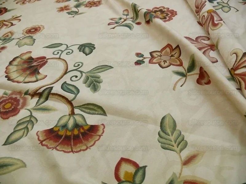 P1370997.jpg Lee Jofa Sherborne Historical Cotton Satin Print Fr Italy Red Brick Rust Green Sage on Beige Floral Fauna MSRP USD 250/Y