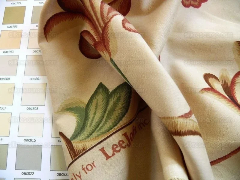 P1380001.jpg Lee Jofa Sherborne Historical Cotton Satin Print Fr Italy Red Brick Rust Green Sage on Beige Floral Fauna MSRP USD 250/Y