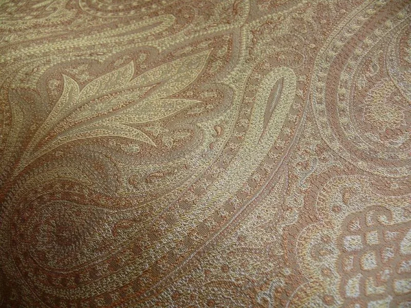 P1380486.jpg By Yard Lee Jofa Sarsen Paisley Gilt Gold Classy Silk Damask Renaissance MSRP USD 176/yard