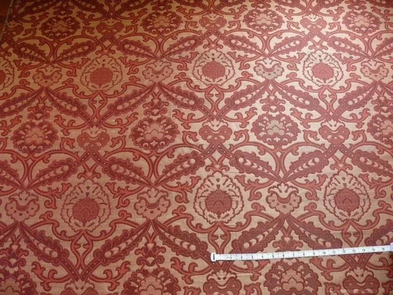 P1380798.jpg Lee Jofa Crescent Silk Damask Garnet Red Bty MSRP USD 198/Y