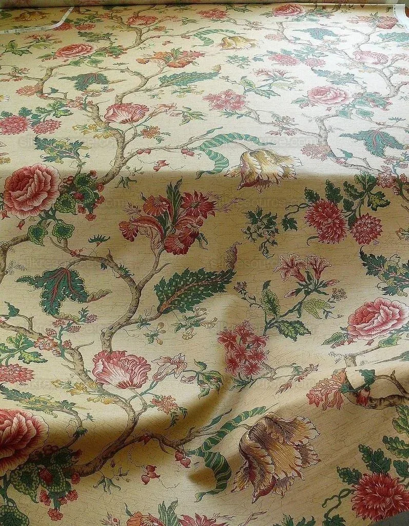 P1380818.jpg Magnificent!! Lee Jofa Gugarat Linen Peony Tree Of Life Straw Beige