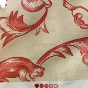 P1380895.jpg Lee Jofa Dambura Print Monkey Griffin Deer Music Toile Cotton Chintz Red Madder