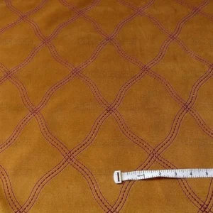 P1390467.jpg 4y Lee Jofa Lantana Velvet Gold Red Lattice Embroidery Cotton