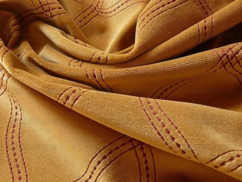 P1390471.jpg 4y Lee Jofa Lantana Velvet Gold Red Lattice Embroidery Cotton