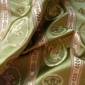 P1390476.jpg 1.625Yd Lee Jofa Le Cygne Stripe Neo Classic Leeda Swan "Vert" Green Silk MSRP USD 276Y