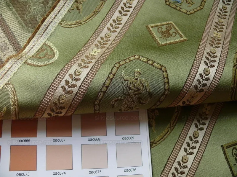 P1390479.jpg 1.625Yd Lee Jofa Le Cygne Stripe Neo Classic Leeda Swan "Vert" Green Silk MSRP USD 276Y