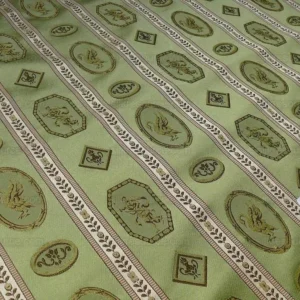 P1390481.jpg 1.625Yd Lee Jofa Le Cygne Stripe Neo Classic Leeda Swan "Vert" Green Silk MSRP USD 276Y