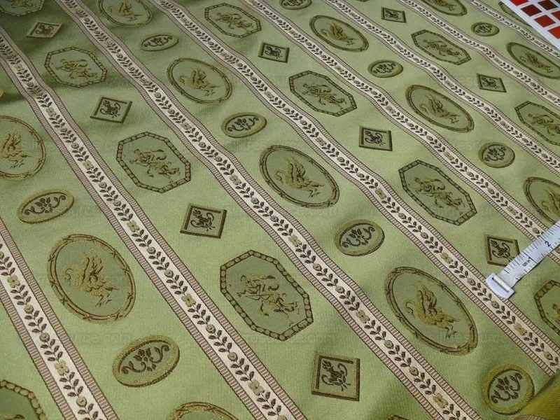 P1390481.jpg 1.625Yd Lee Jofa Le Cygne Stripe Neo Classic Leeda Swan "Vert" Green Silk MSRP USD 276Y