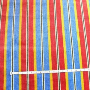 Lee Jofa Lino Rigato Velvet Linen Stripe - Red Blue Gold