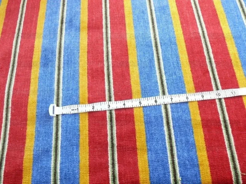 Lee Jofa Lino Rigato Velvet Linen Stripe - Red Blue Gold