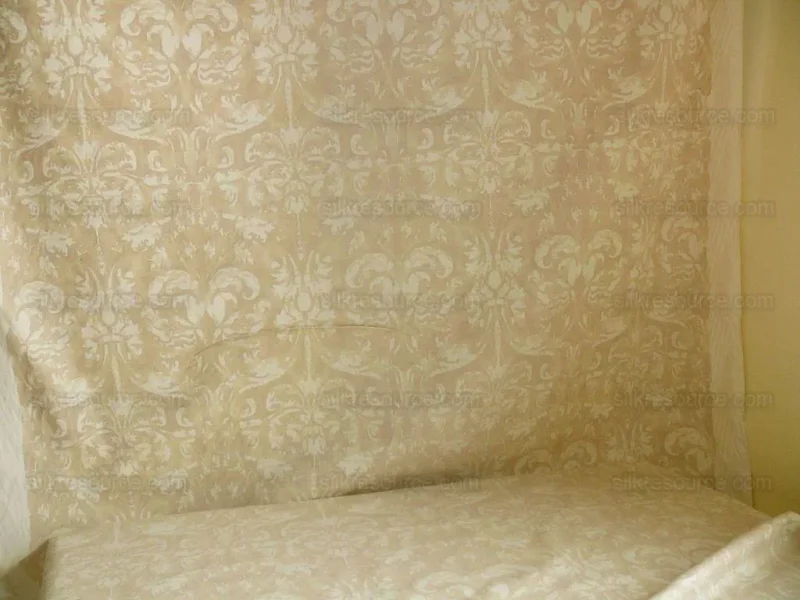 Peter Fasano Hand Printed Cotton Sandhurst Stried Damask Gold Cream Cotton Fortuny Style