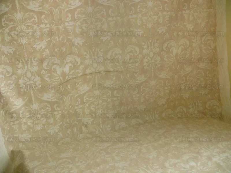 Peter Fasano Hand Printed Cotton Sandhurst Stried Damask Gold Cream Cotton Fortuny Style