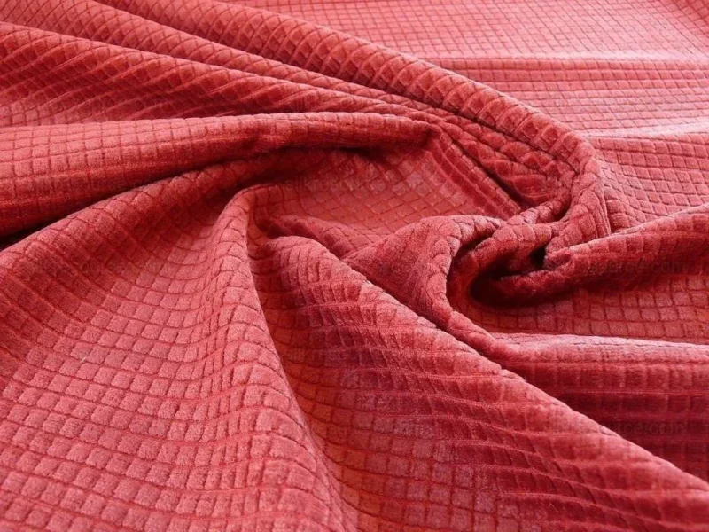 2.75y Lee Jofa Ruby Red Square Pushbutton Velvet 100% Linen