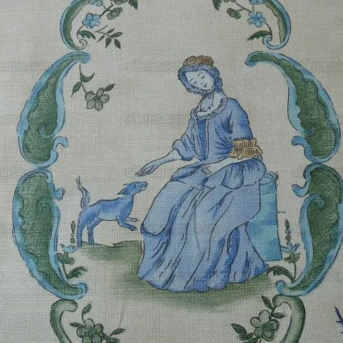 10.75Y LEE JOFA BRADGATE LINEN ENGLISH COUNTRY FIGURE BLUE GREEN 10.75Y LEE JOFA BRADGATE LINEN ENGLISH COUNTRY FIGURE BLUE GREEN