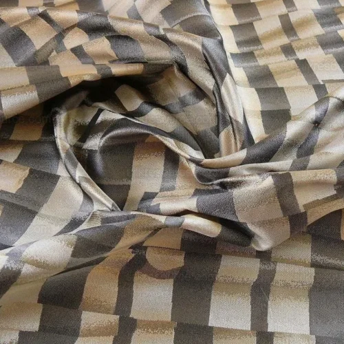 LEE JOFA  LE CIRQUE WEAVE PEWTER BLACK TAN TROMPE L'OEIL SILK