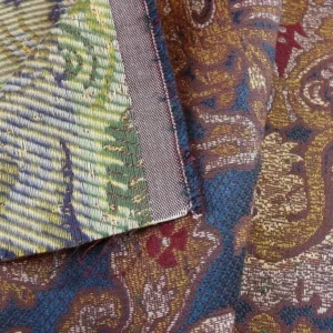 P1400561.jpg 0.86y Lee Jofa San Pietro "mineral" Blue Paisley Red Gold
