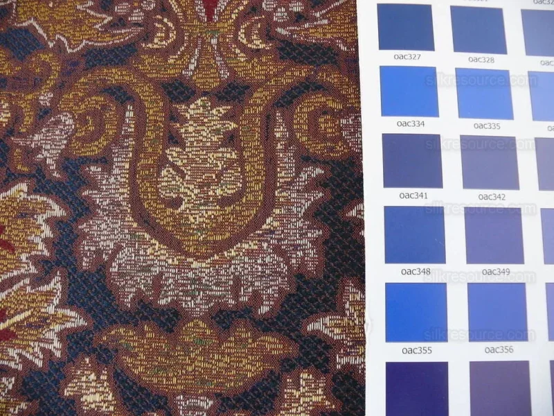 P1400562.jpg 0.86y Lee Jofa San Pietro "mineral" Blue Paisley Red Gold