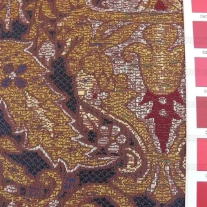 P1400563.jpg 0.86y Lee Jofa San Pietro "mineral" Blue Paisley Red Gold