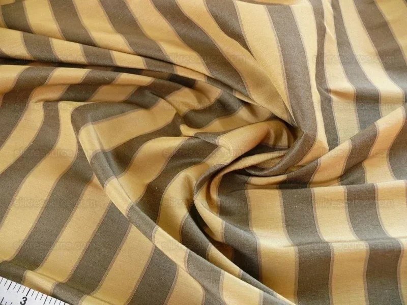 P1400575.jpg Lee Jofa Penrith Stripe Sand/tan Grey Charcoal & Gold Stripe Silk Linen MSRP USD 236/Y