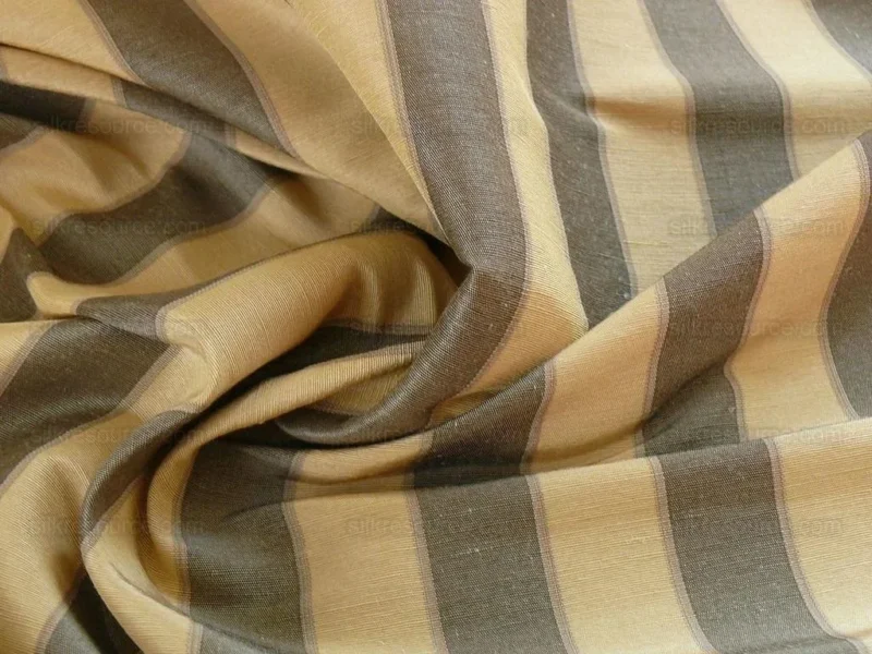 P1400576.jpg Lee Jofa Penrith Stripe Sand/tan Grey Charcoal & Gold Stripe Silk Linen MSRP USD 236/Y