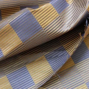 P1400844.jpg Lee Jofa Stereopticon Check Delphin Blue Antique Gold Silk+wool MSRP USD196/yard