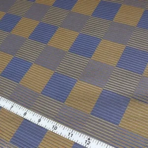 P1400846.jpg Lee Jofa Stereopticon Check Delphin Blue Antique Gold Silk+wool MSRP USD196/yard