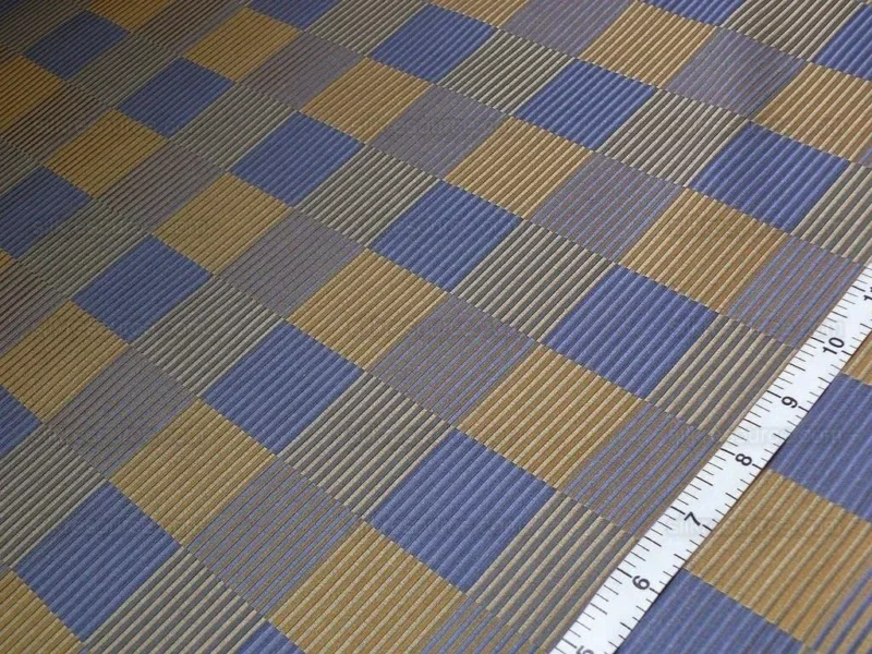 P1400847.jpg Lee Jofa Stereopticon Check Delphin Blue Antique Gold Silk+wool MSRP USD196/yard