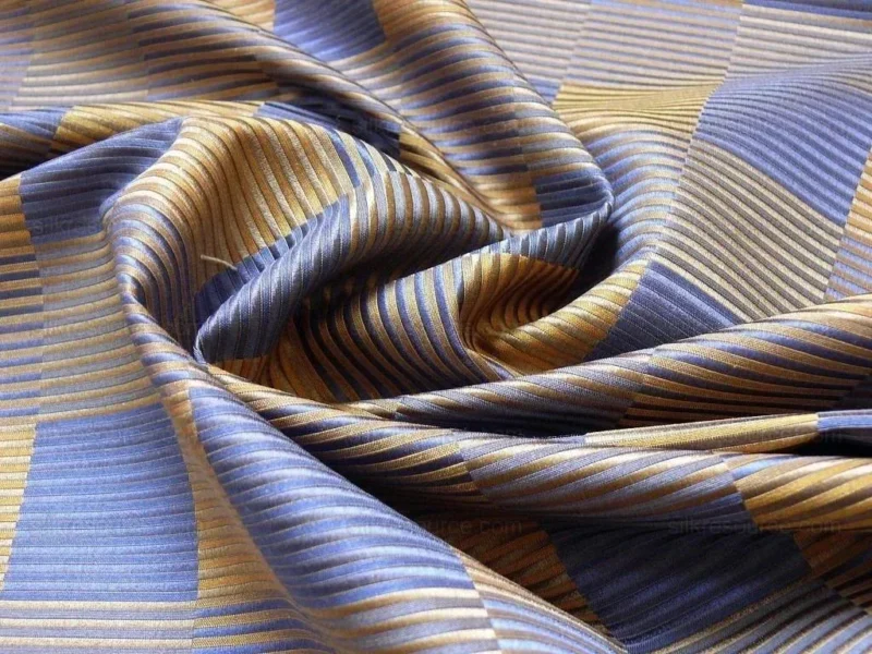 P1400848.jpg Lee Jofa Stereopticon Check Delphin Blue Antique Gold Silk+wool MSRP USD196/yard