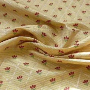 P1400966.jpg Kravet Tulips Red On Yellow Lattice Silk Lampas Bty MSRP USD 198/Y