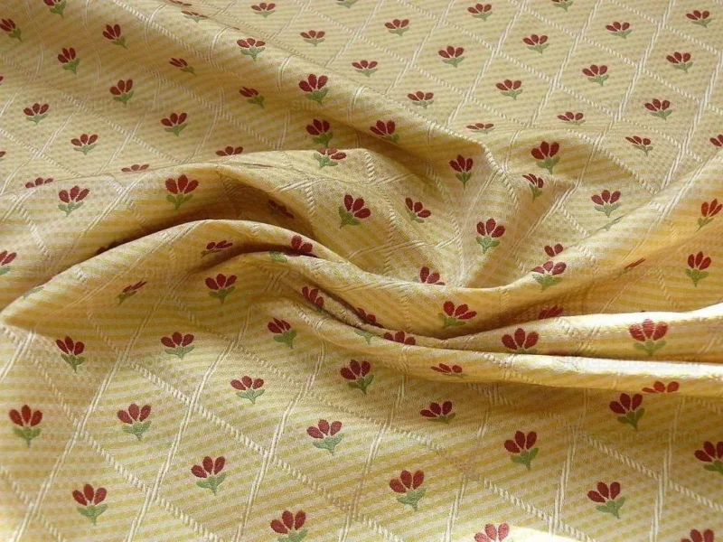 P1400966.jpg Kravet Tulips Red On Yellow Lattice Silk Lampas Bty MSRP USD 198/Y