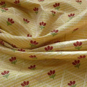 P1400967.jpg Kravet Tulips Red On Yellow Lattice Silk Lampas Bty MSRP USD 198/Y