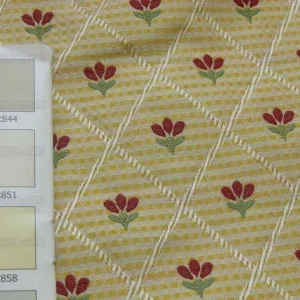 P1400969.jpg Kravet Tulips Red On Yellow Lattice Silk Lampas Bty MSRP USD 198/Y