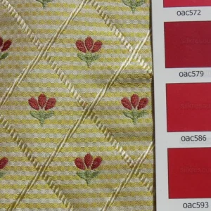 P1400970.jpg Kravet Tulips Red On Yellow Lattice Silk Lampas Bty MSRP USD 198/Y