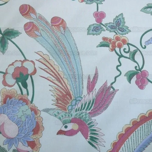 BTY LEE JOFA ORIENTAL DREAM CHINOISERY PRINT BIRDS GRAPES LOTUS