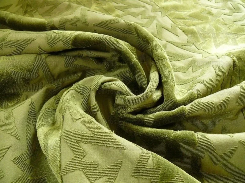 P1410515.jpg 3 Yd Lee Jofa Calypso Velvet Olive Green Jazzy Cut Velvet Rp296y