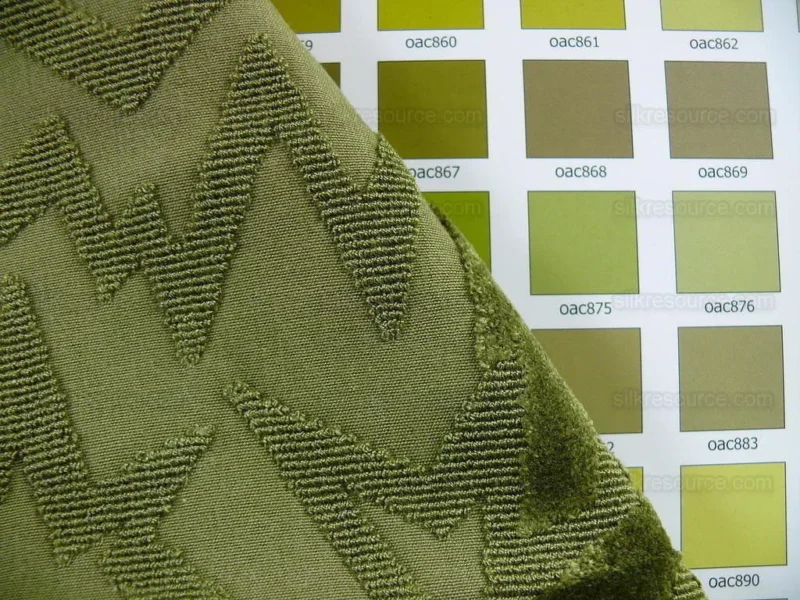 P1410517.jpg 3 Yd Lee Jofa Calypso Velvet Olive Green Jazzy Cut Velvet Rp296y