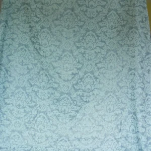 P1410813.jpg By Yd Kravet Laura Ashley 100% linen Print Spencer Damask Cool Water Blue Gilded  #874