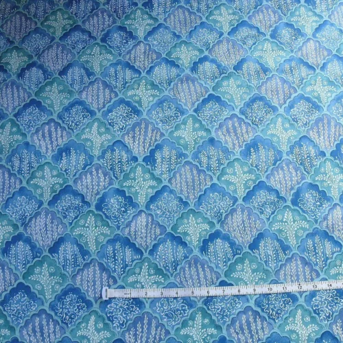 10.2Y BRUNSCHWIG & FILS NANOU ROCKERY PRINT BLUE GREEN WHITE#906 10.2Y BRUNSCHWIG & FILS NANOU ROCKERY PRINT BLUE GREEN WHITE#906